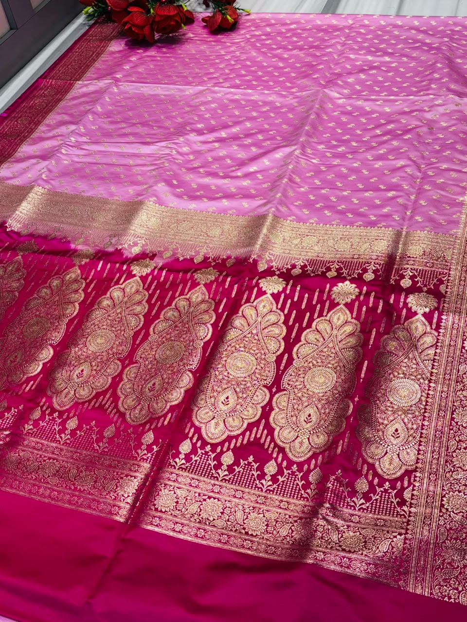 A Royal Duet - Semi Katan Banarasi Saree