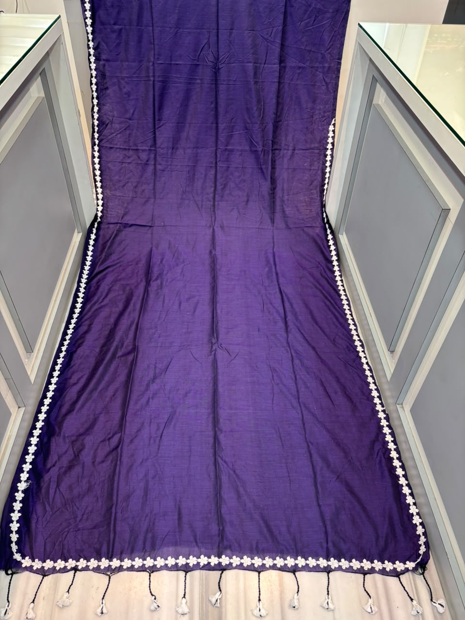 Meghanjali (মেঘাঞ্জলি)  Khadi Cotton Saree With Lace