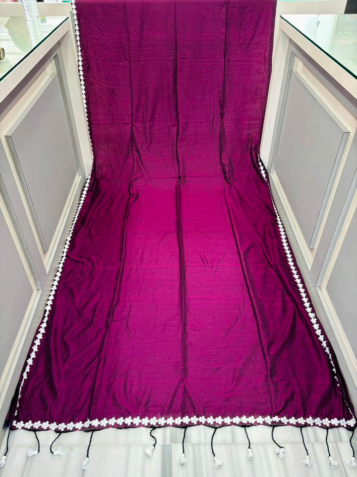 Meghanjali (মেঘাঞ্জলি)  Khadi Cotton Saree With Lace