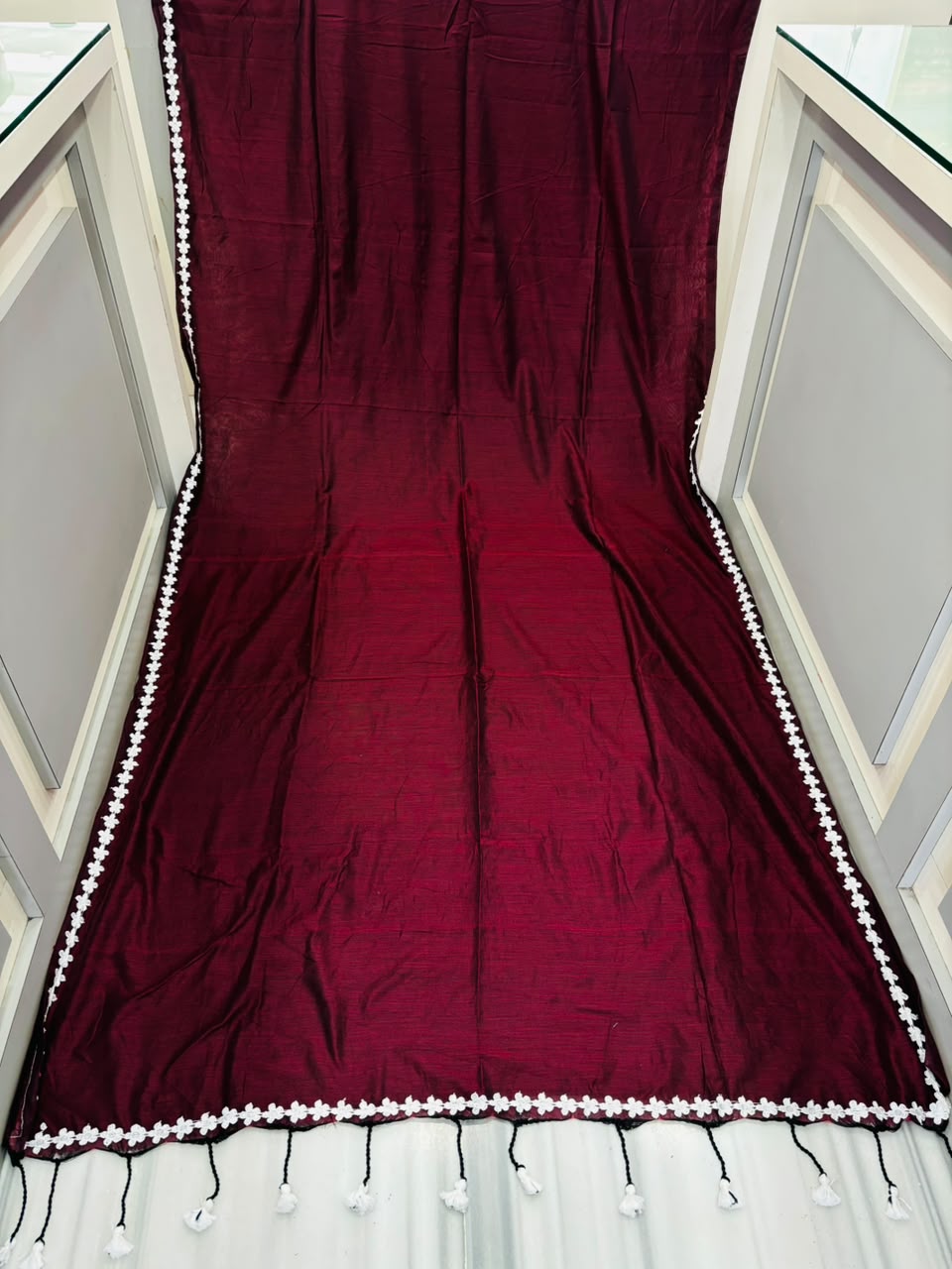 Meghanjali (মেঘাঞ্জলি)  Khadi Cotton Saree With Lace