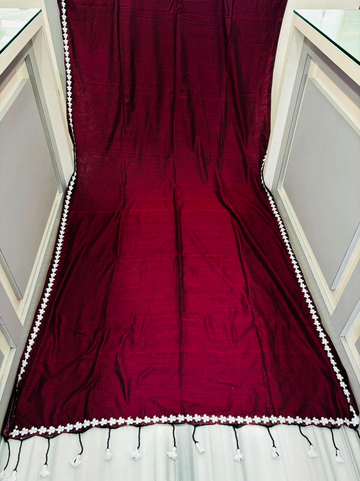 Meghanjali (মেঘাঞ্জলি)  Khadi Cotton Saree With Lace