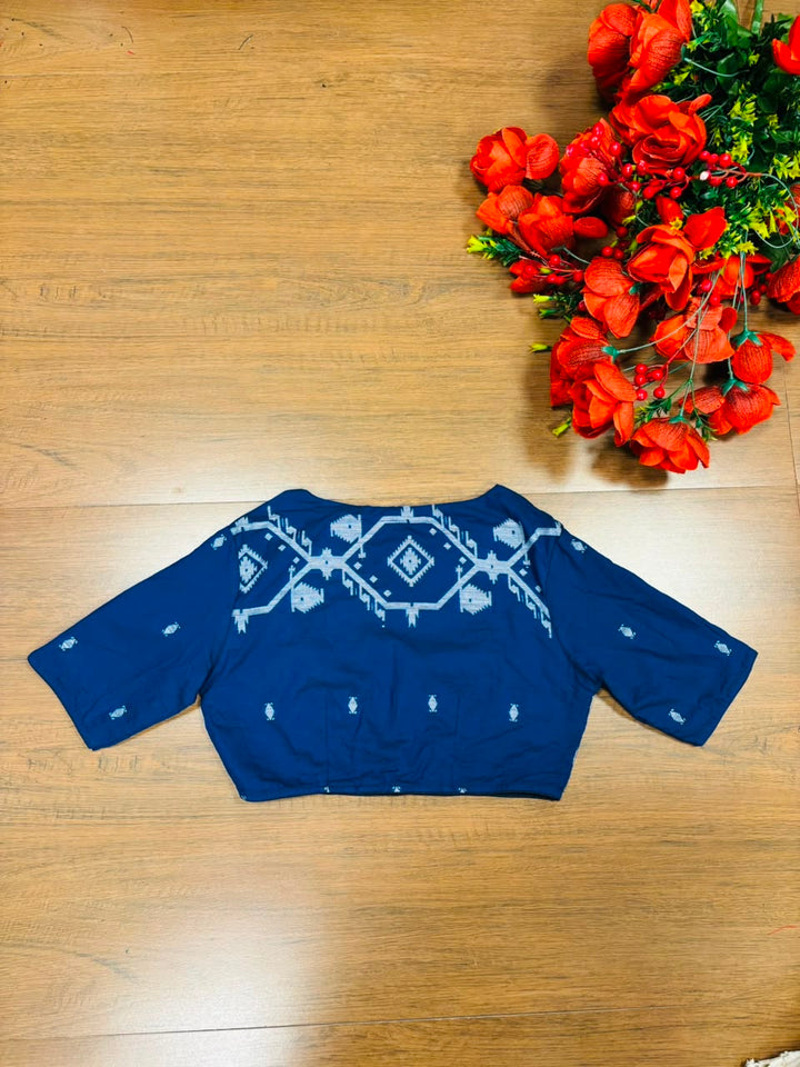 New World Grace – Jamdani Woven Punjabi Collar Blouse