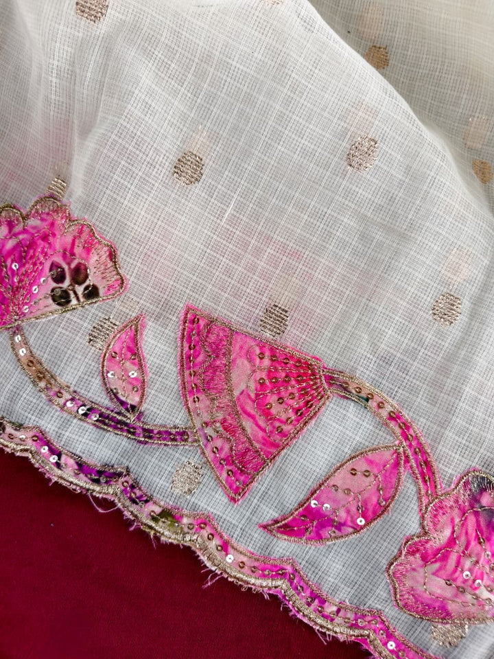 🌸 Phuler Chhoya – Premium Kota Appliqué Saree
