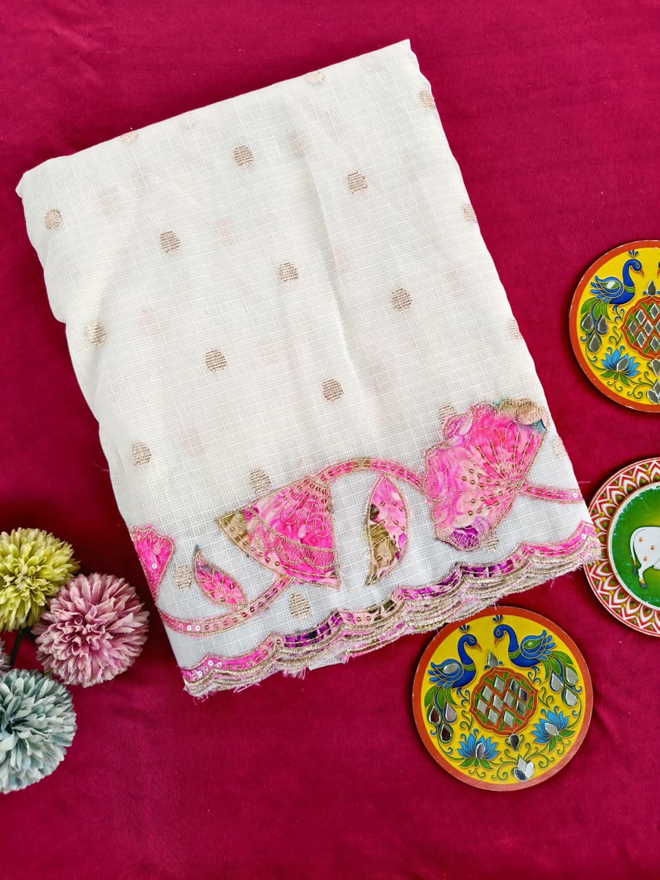 🌸 Phuler Chhoya – Premium Kota Appliqué Saree