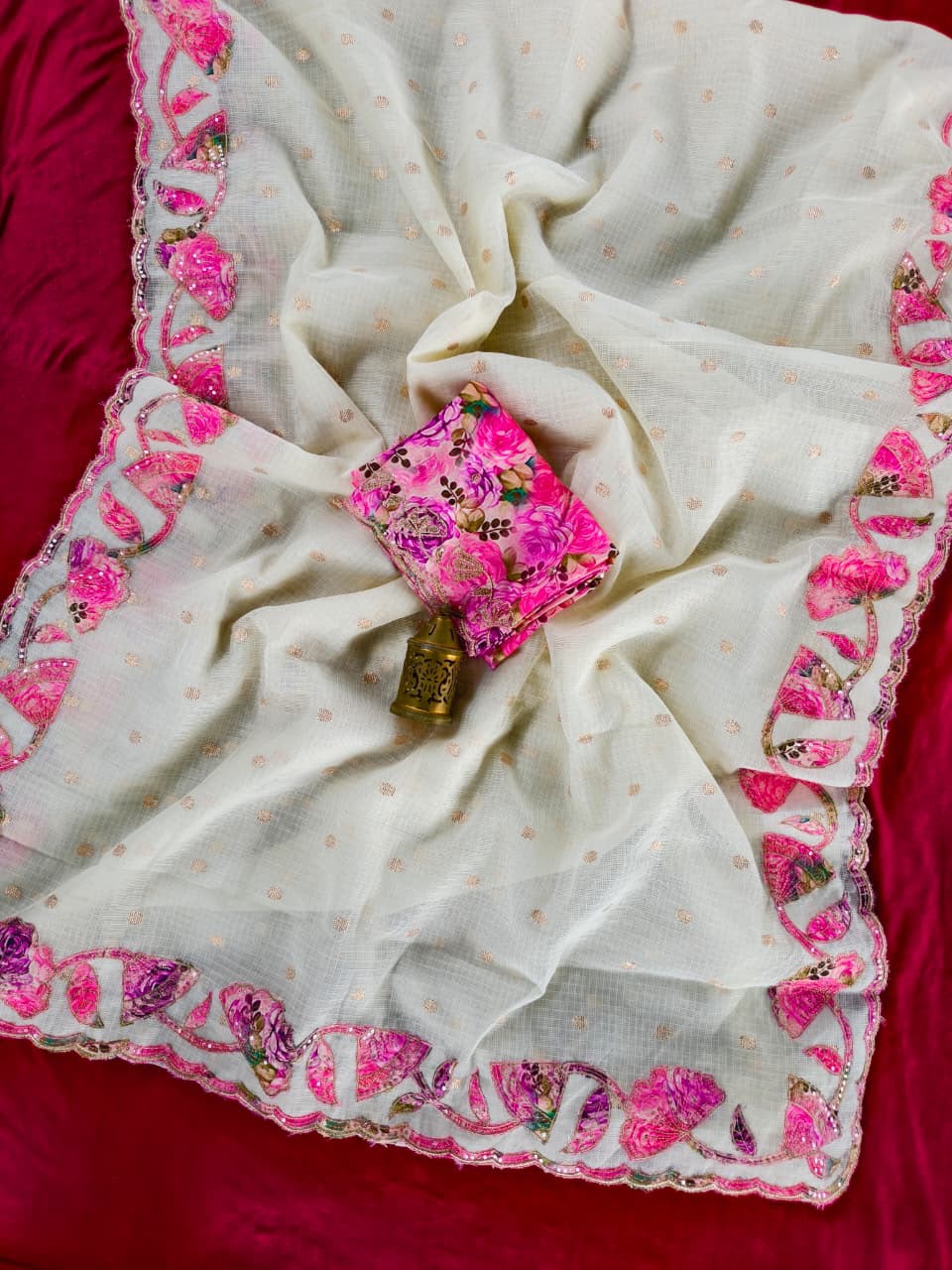 🌸 Phuler Chhoya – Premium Kota Appliqué Saree