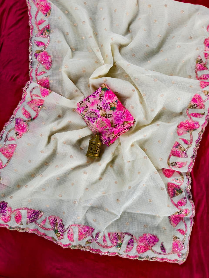 🌸 Phuler Chhoya – Premium Kota Appliqué Saree