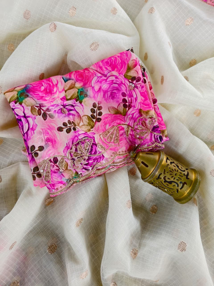 🌸 Phuler Chhoya – Premium Kota Appliqué Saree