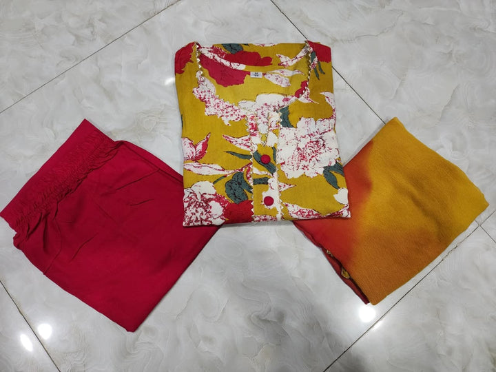 Petal Mist Premium Rayon Kurti Set