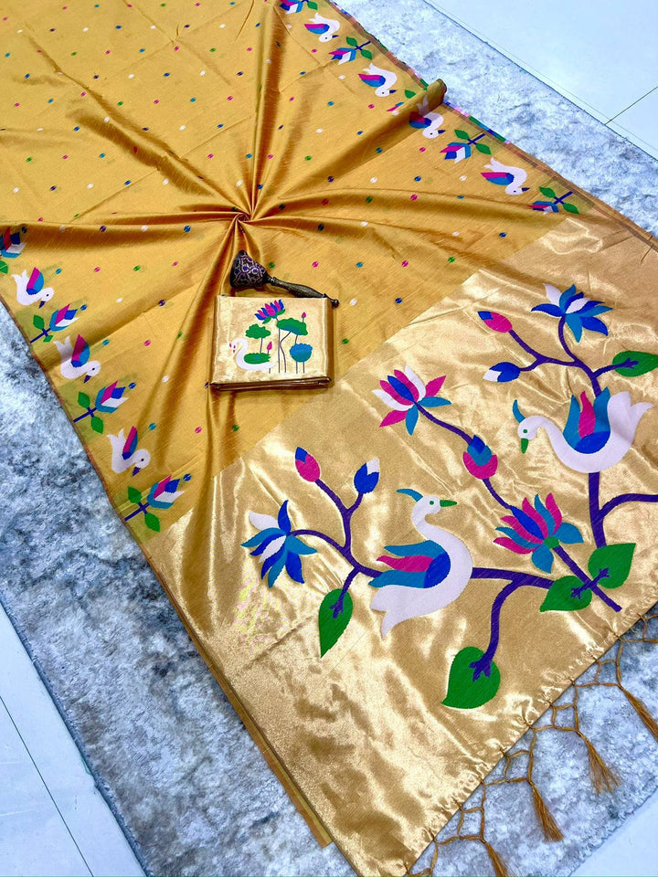 Meherika Khadi Silk Saree With Minakari Zari Border & Designer Zari Pallu