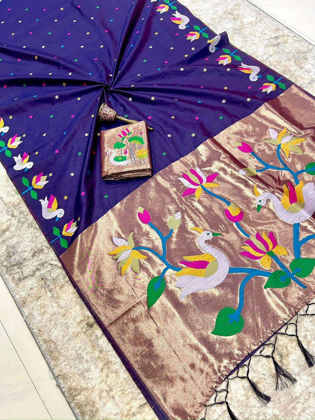 Meherika Khadi Silk Saree With Minakari Zari Border & Designer Zari Pallu