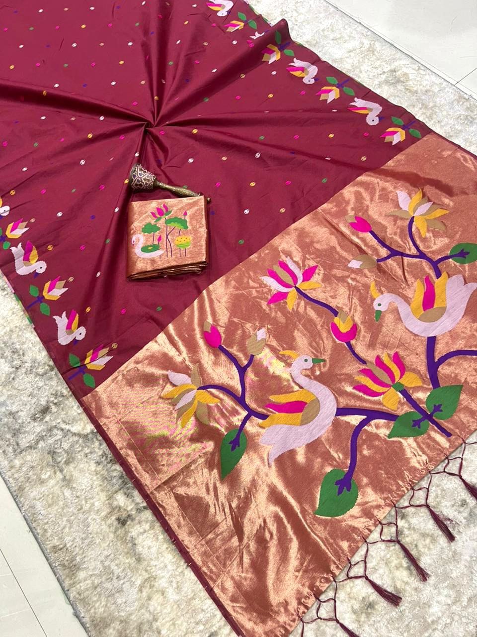 Meherika Khadi Silk Saree With Minakari Zari Border & Designer Zari Pallu