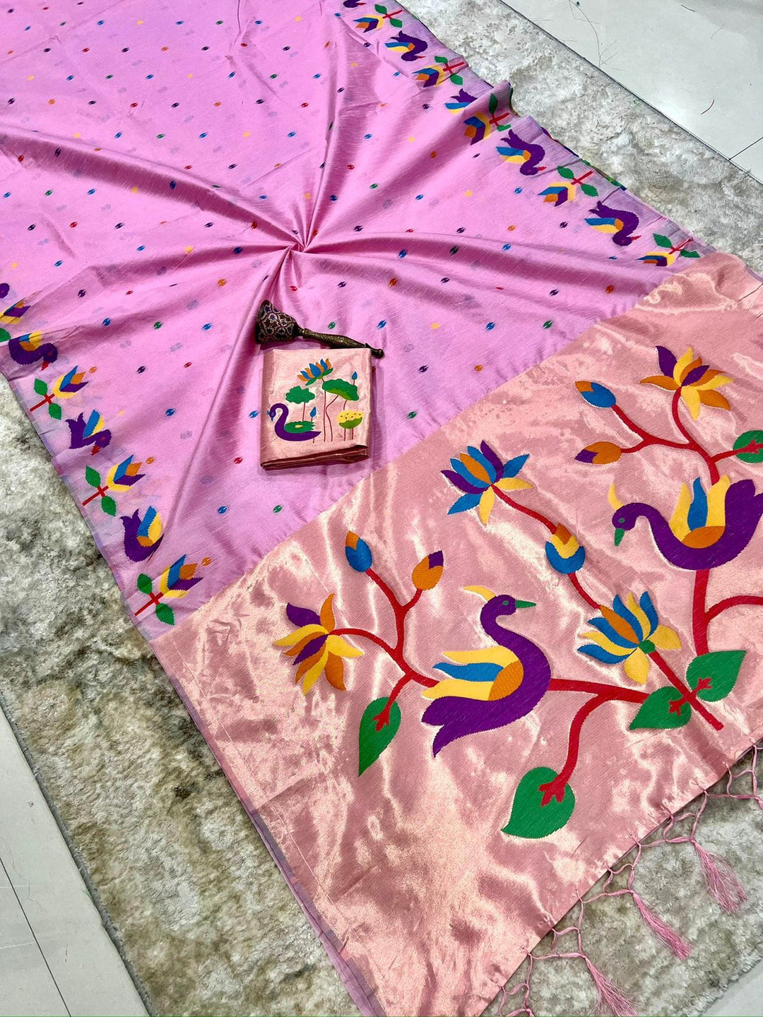Meherika Khadi Silk Saree With Minakari Zari Border & Designer Zari Pallu