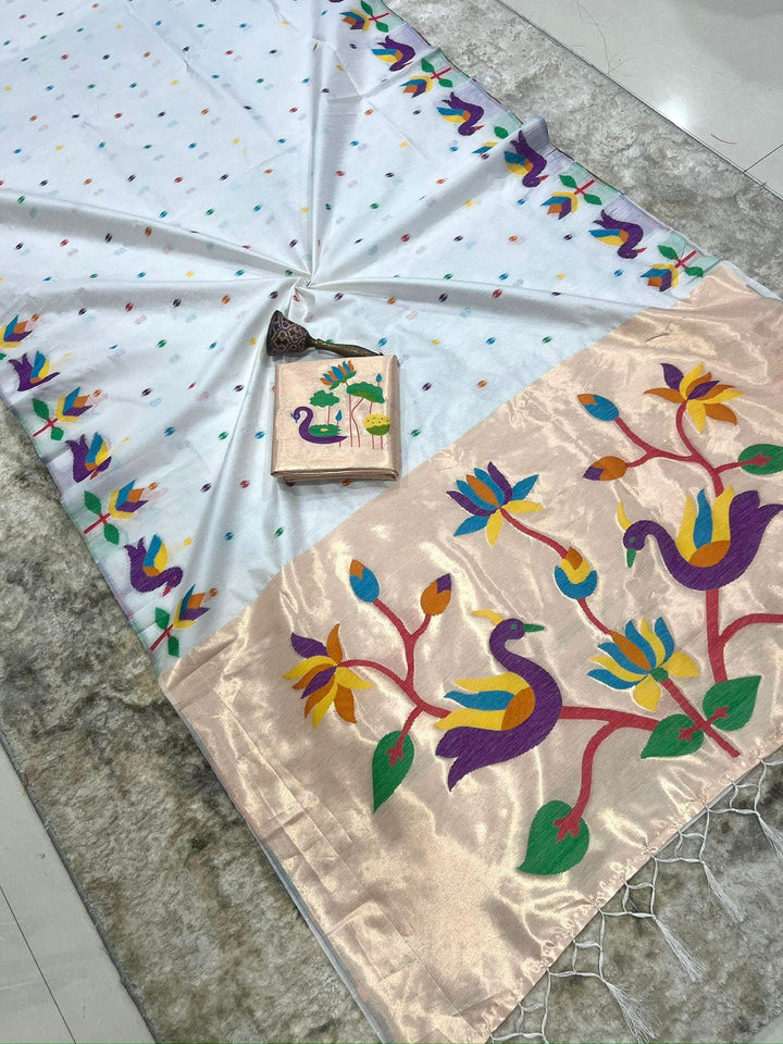 Meherika Khadi Silk Saree With Minakari Zari Border & Designer Zari Pallu