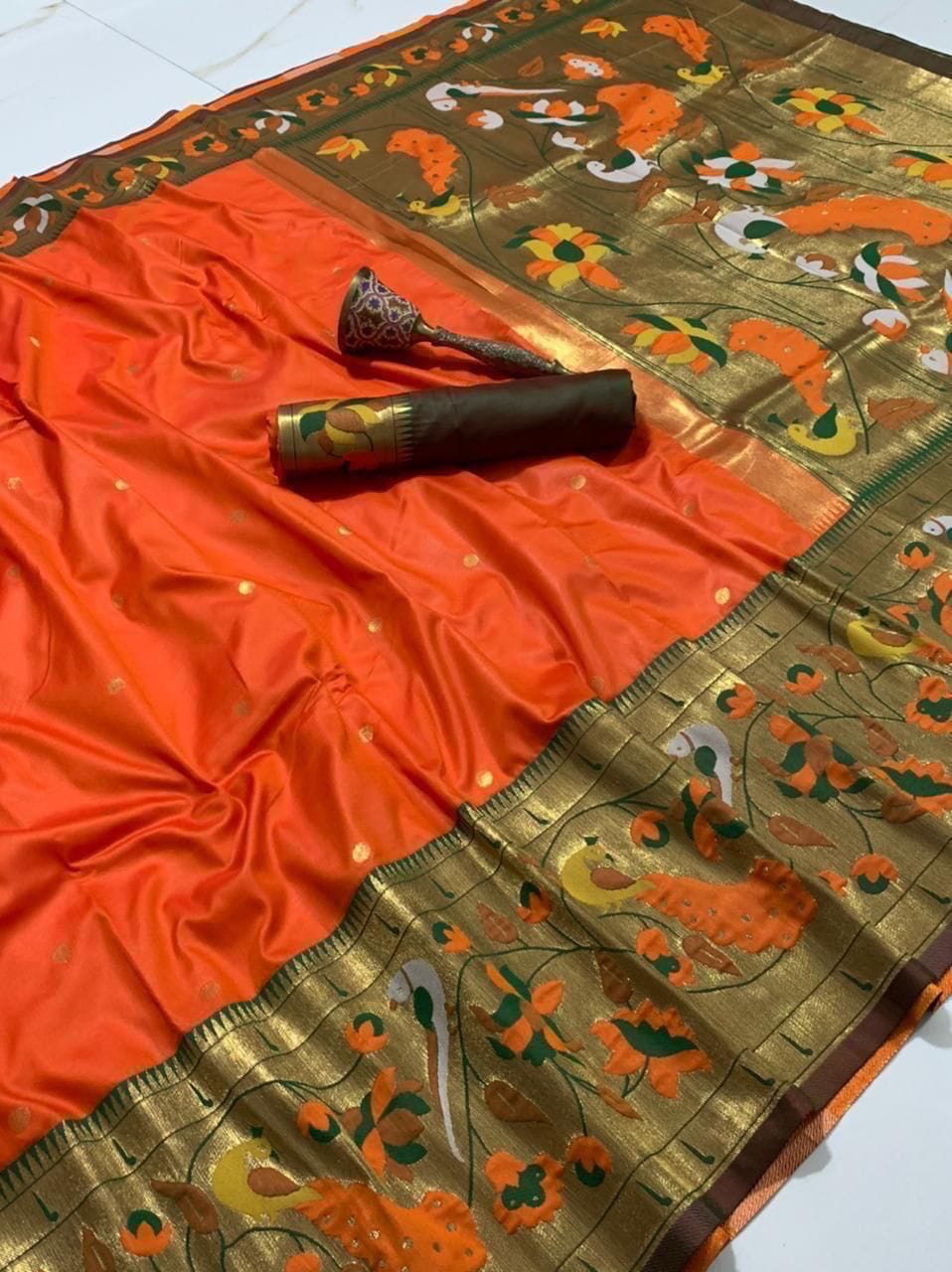 Gilded Majesty- Kanchivaram Paithani Silk (Semi) Saree