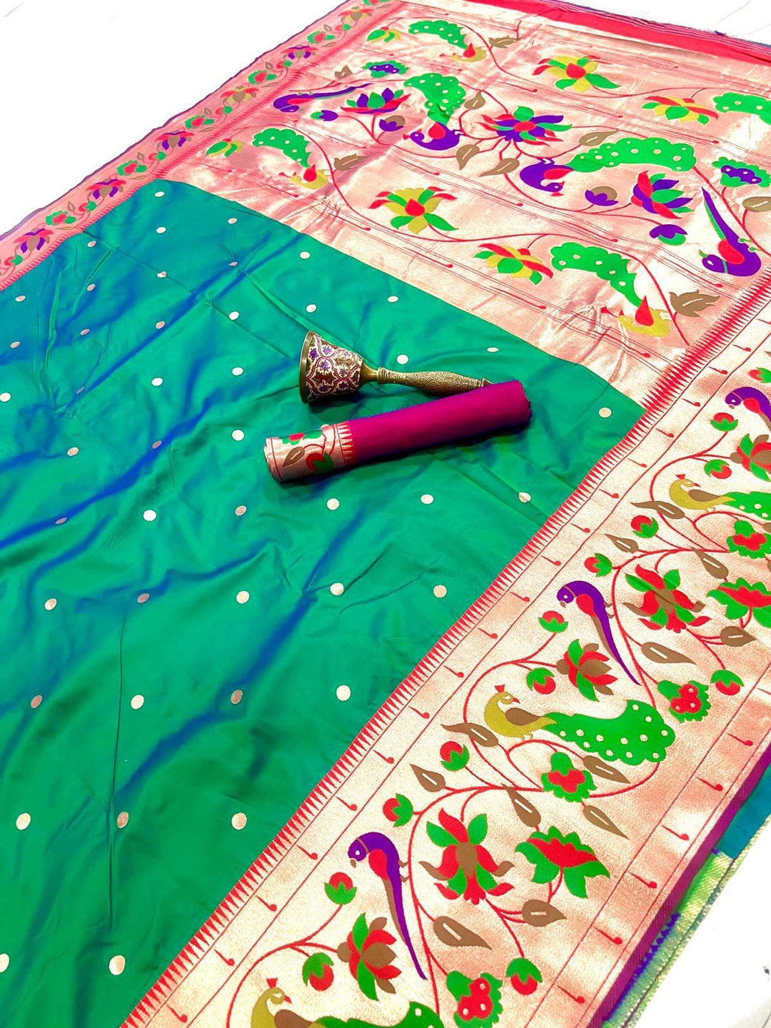 Gilded Majesty- Kanchivaram Paithani Silk (Semi) Saree