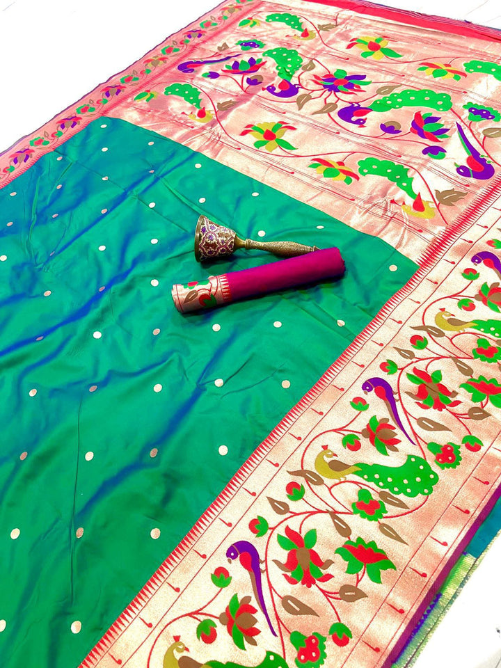 Gilded Majesty- Kanchivaram Paithani Silk (Semi) Saree