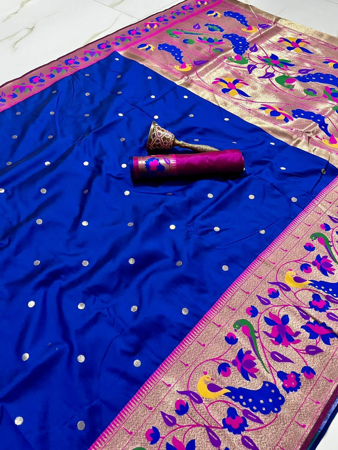 Gilded Majesty- Kanchivaram Paithani Silk (Semi) Saree