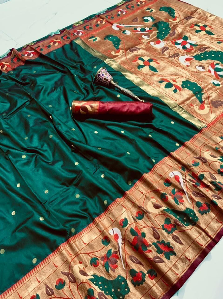 Gilded Majesty- Kanchivaram Paithani Silk (Semi) Saree