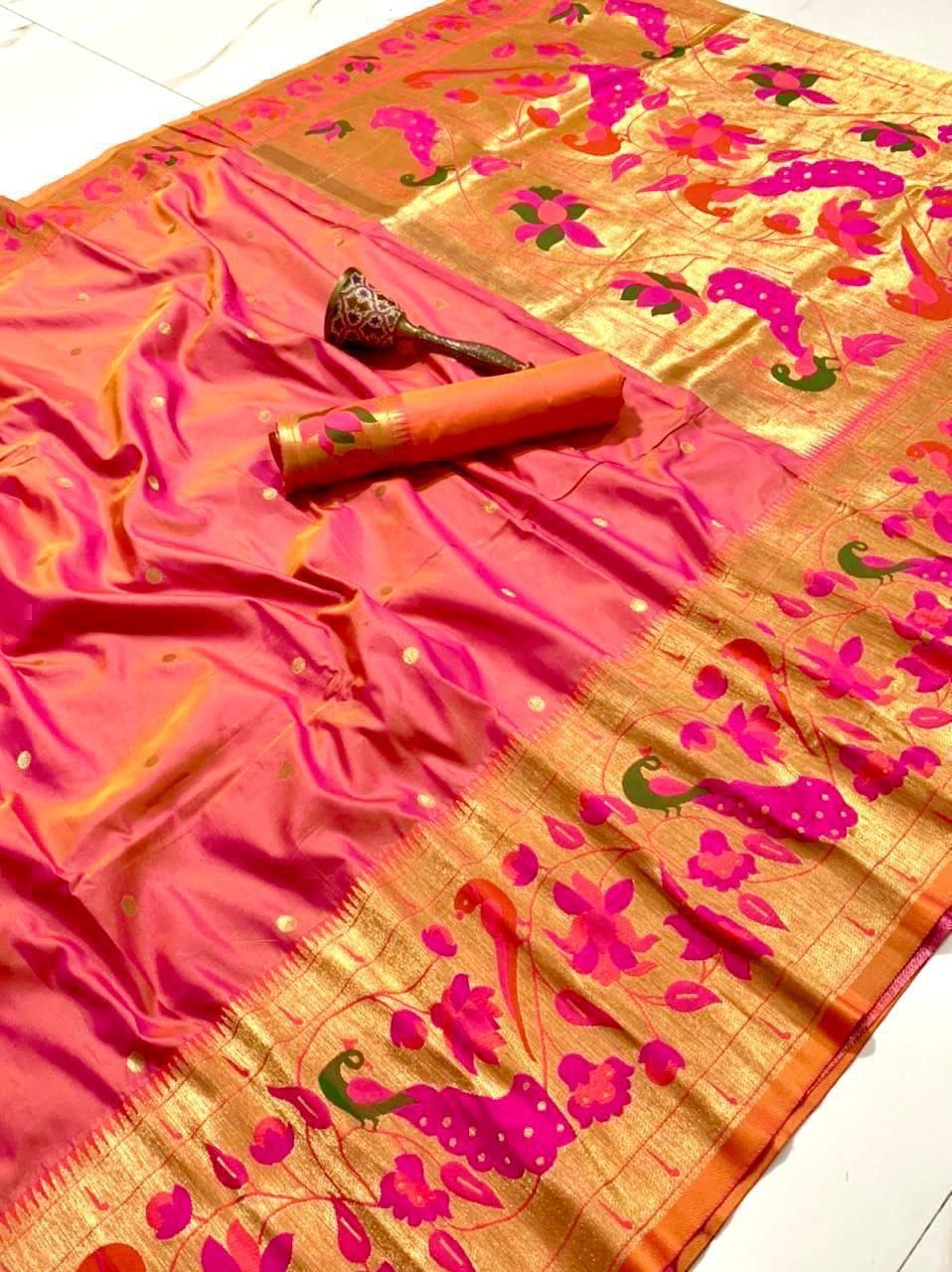 Gilded Majesty- Kanchivaram Paithani Silk (Semi) Saree