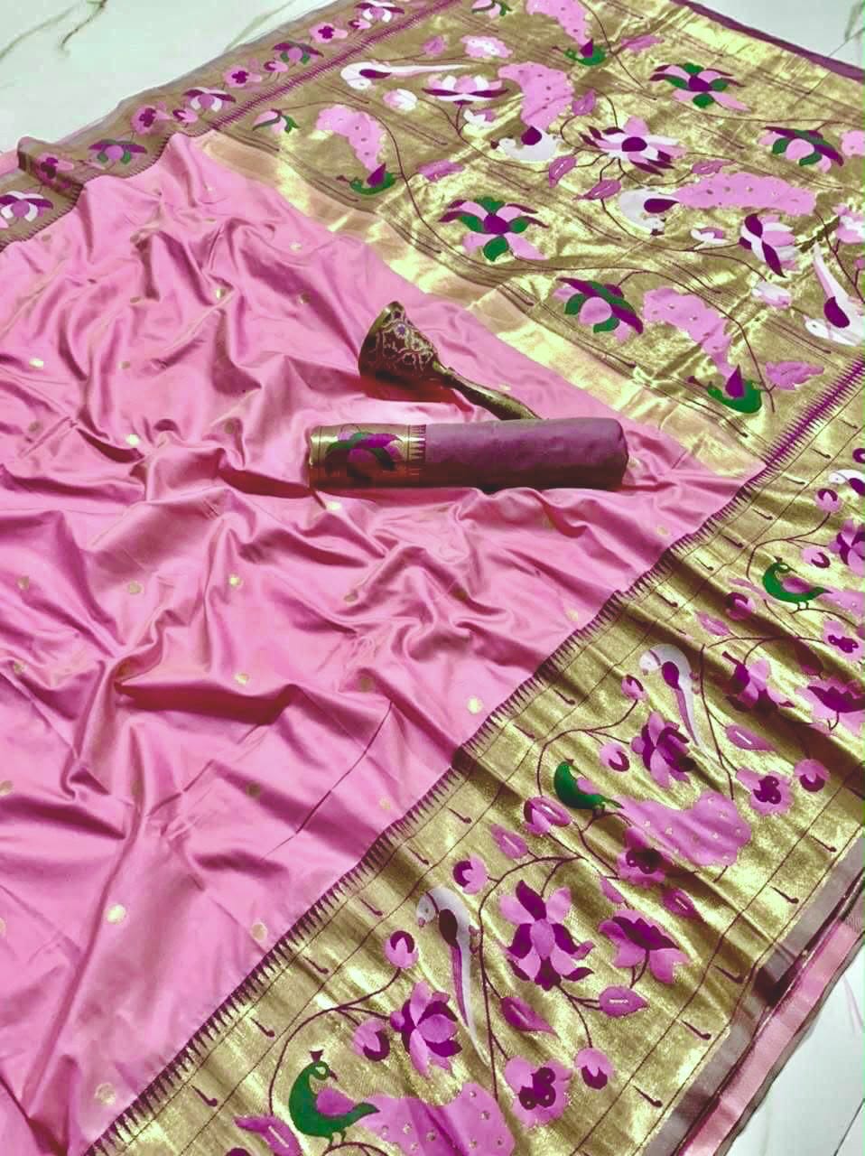 Gilded Majesty- Kanchivaram Paithani Silk (Semi) Saree
