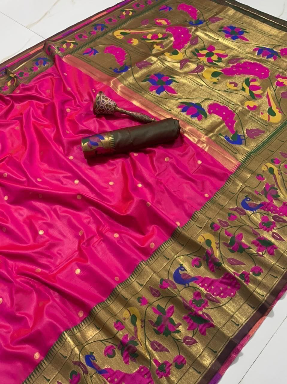 Gilded Majesty- Kanchivaram Paithani Silk (Semi) Saree