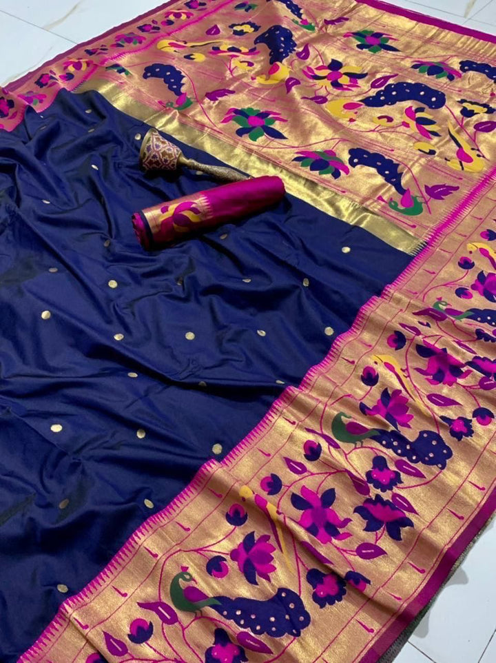 Gilded Majesty- Kanchivaram Paithani Silk (Semi) Saree