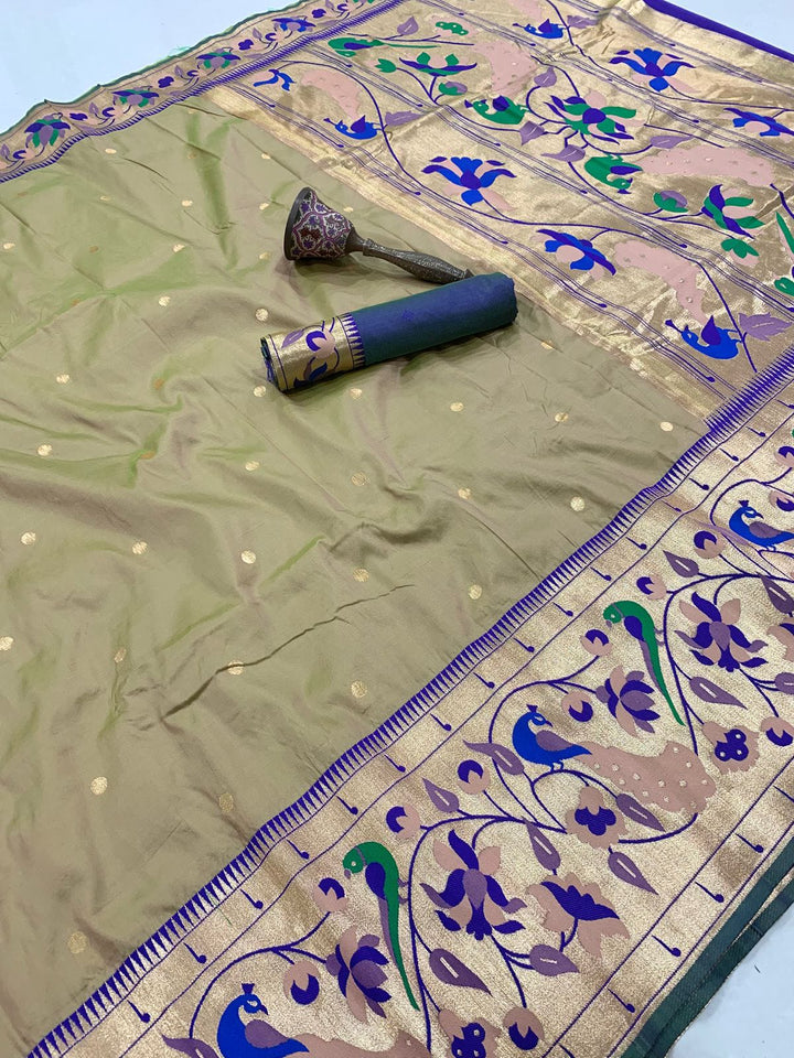 Gilded Majesty- Kanchivaram Paithani Silk (Semi) Saree