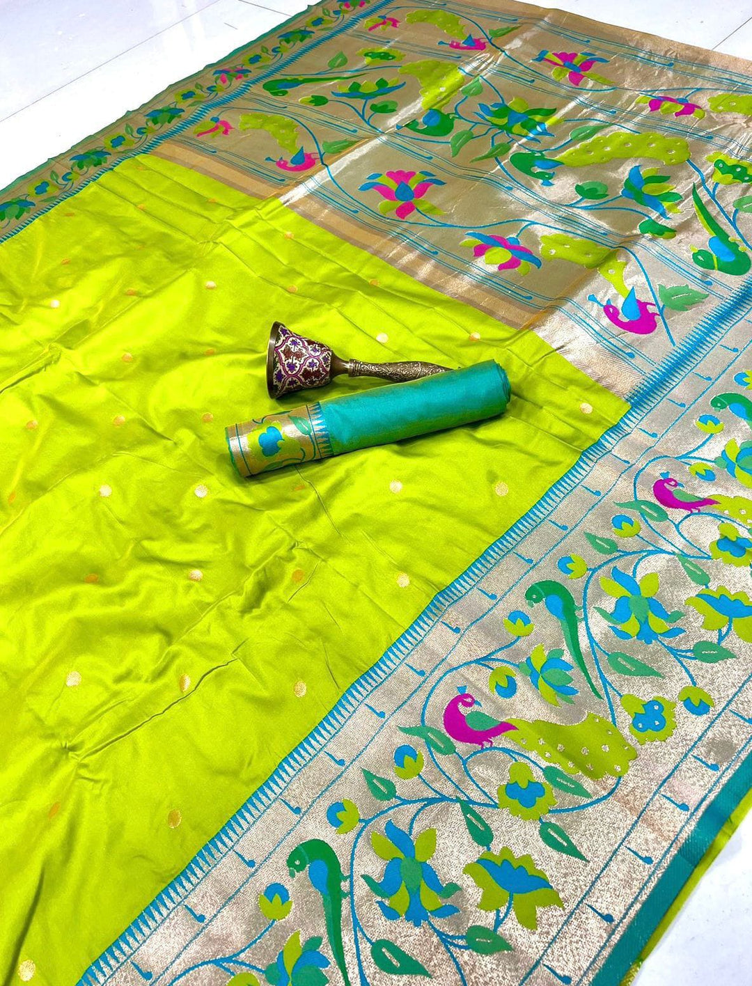 Gilded Majesty- Kanchivaram Paithani Silk (Semi) Saree