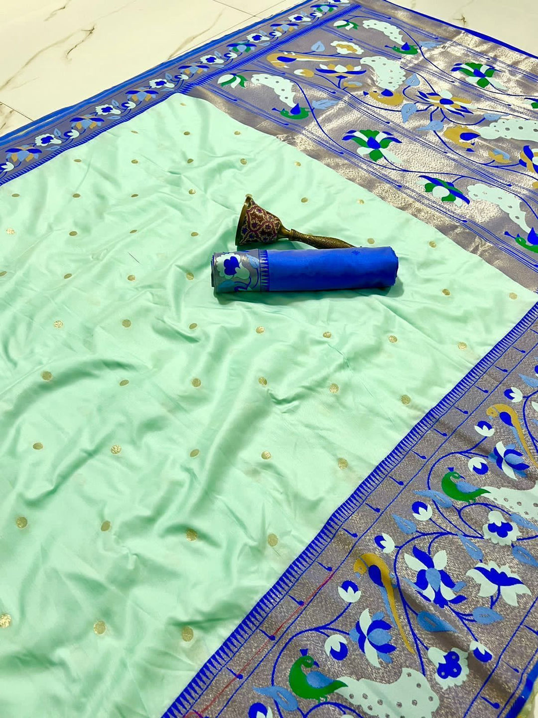 Gilded Majesty- Kanchivaram Paithani Silk (Semi) Saree
