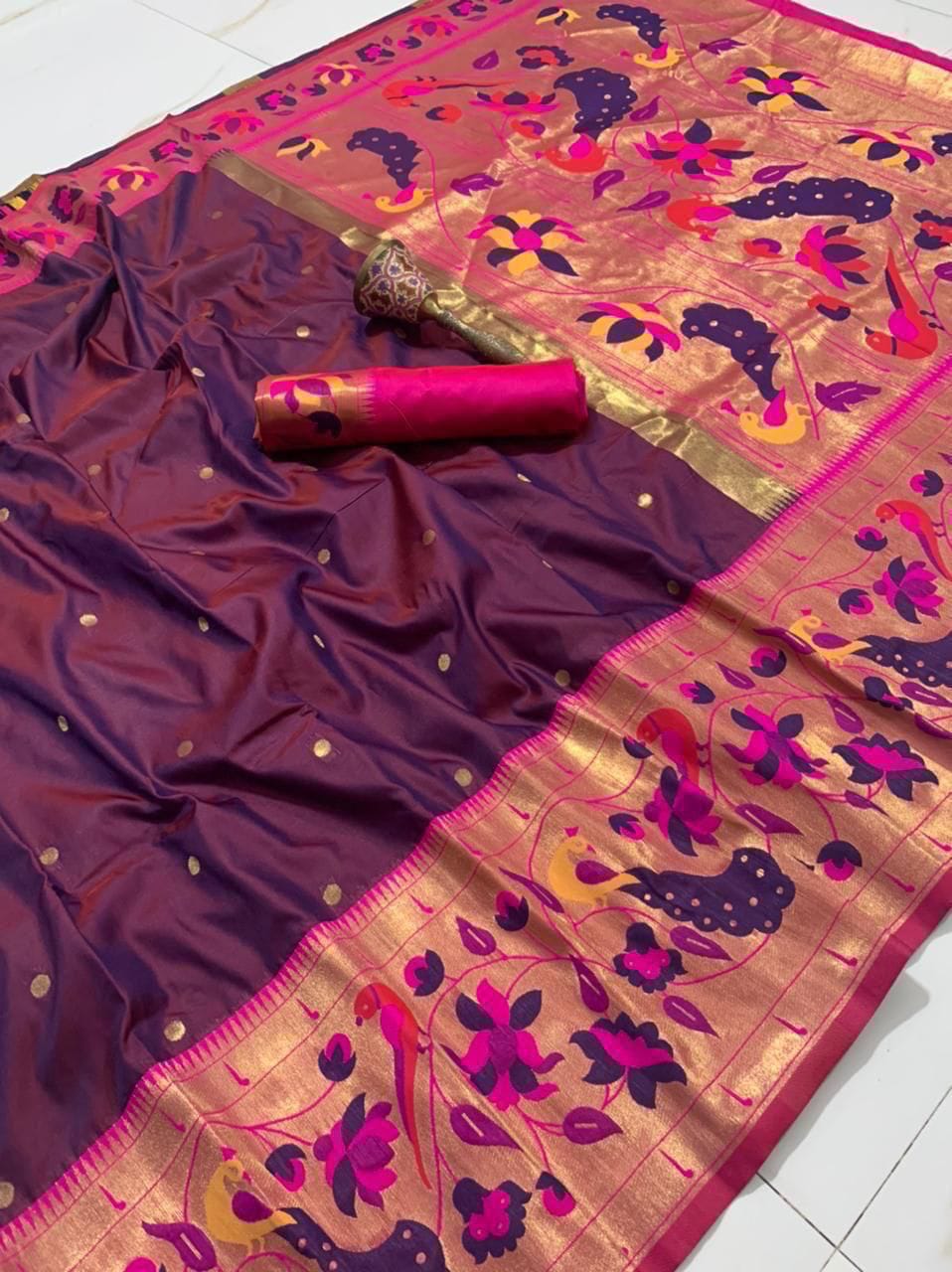 Gilded Majesty- Kanchivaram Paithani Silk (Semi) Saree