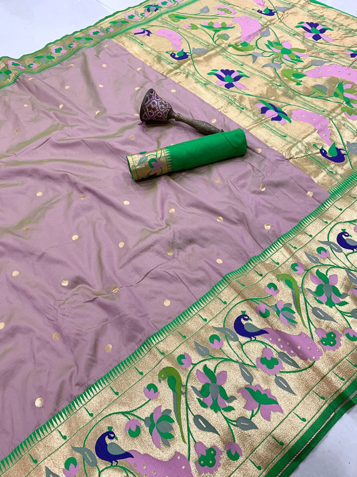 Gilded Majesty- Kanchivaram Paithani Silk (Semi) Saree (Copy)