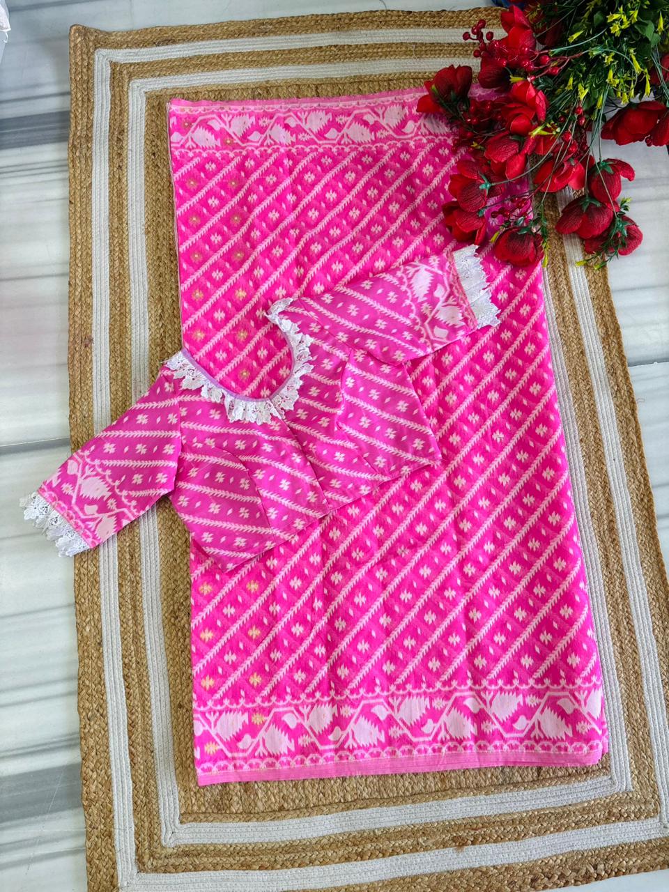 🌸 Rangmohini Bengal Jamdani Saree Set 🌸
