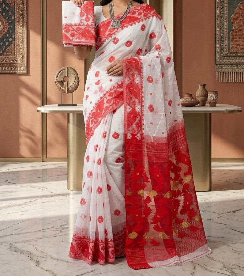 Kumudini | Karat Dhakai Jamdani Saree