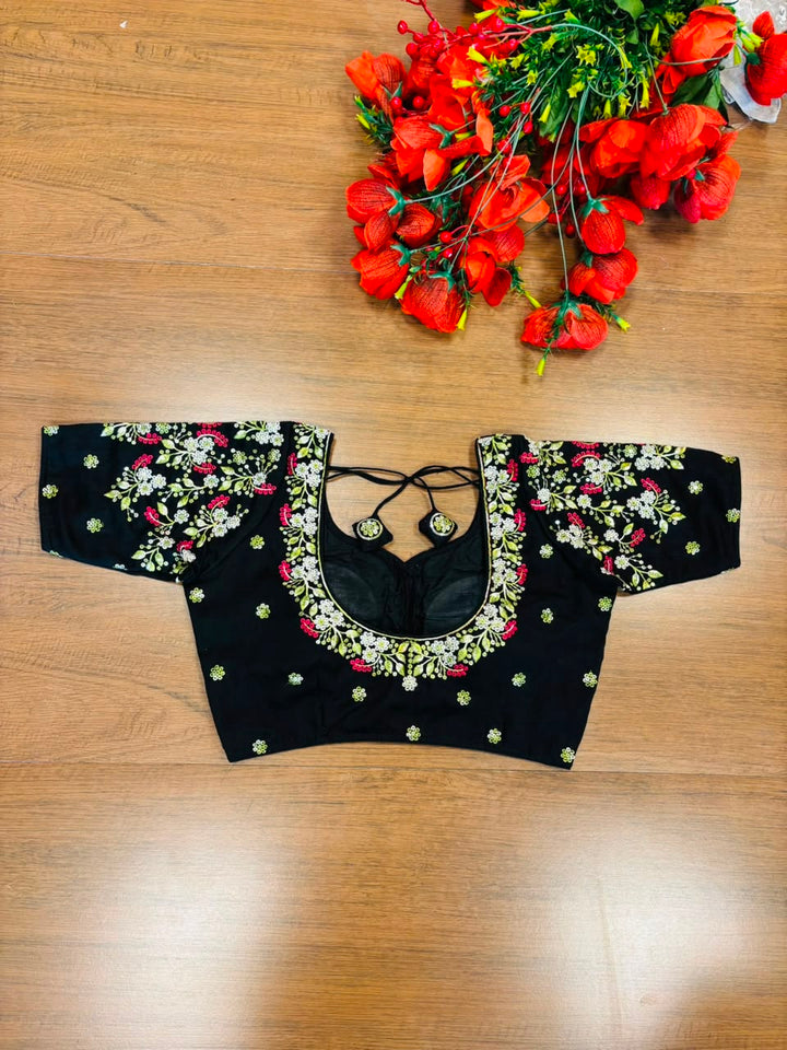 Swarna Saaz Designer Embroidery Vichitra Silk  Blouse