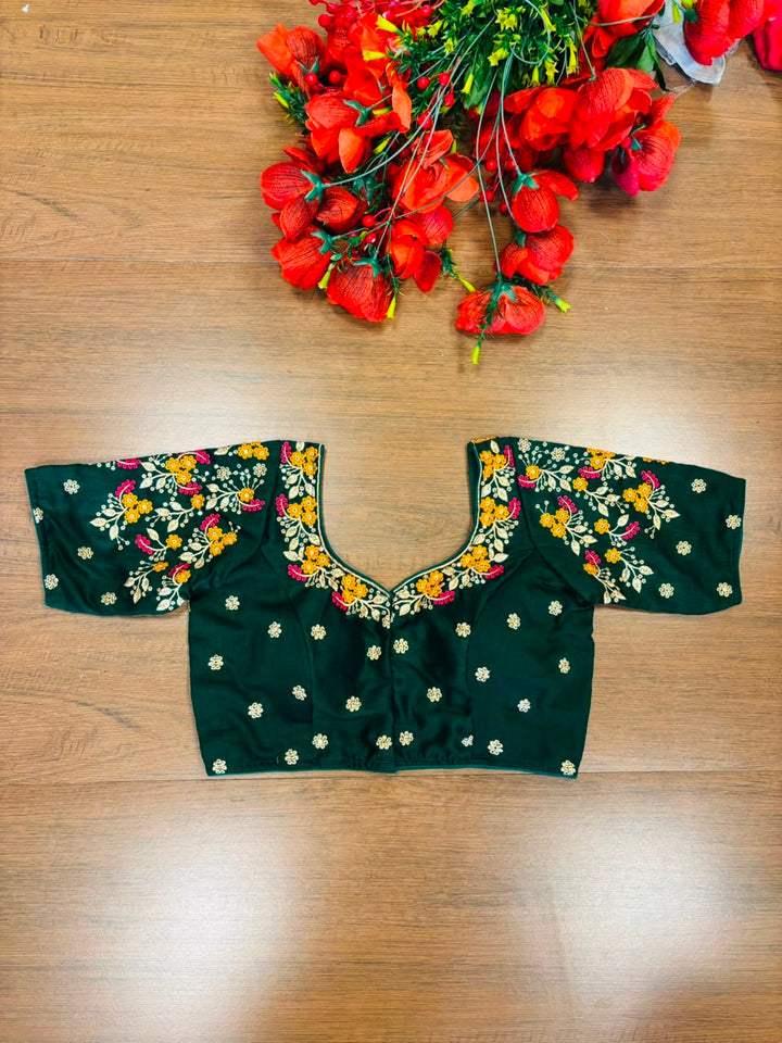 Swarna Saaz Designer Embroidery Vichitra Silk  Blouse