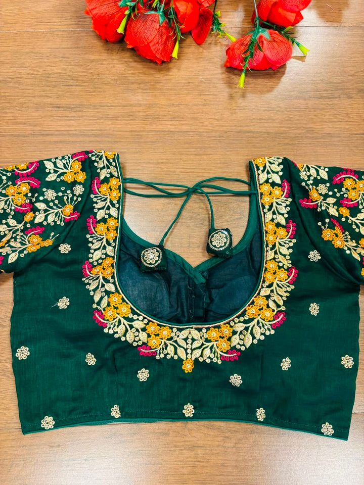 Swarna Saaz Designer Embroidery Vichitra Silk  Blouse