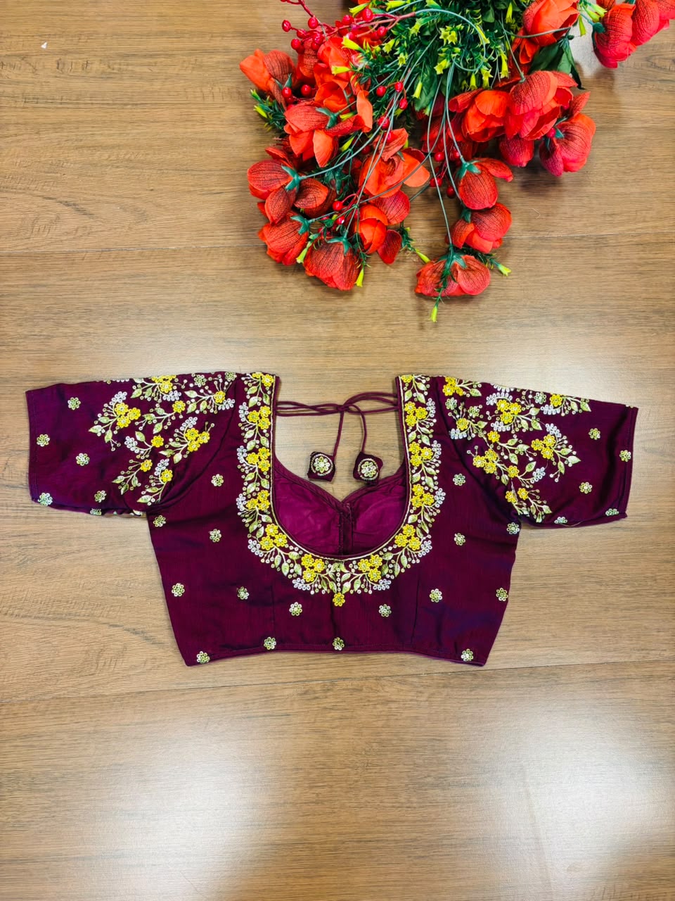 Swarna Saaz Designer Embroidery Vichitra Silk  Blouse