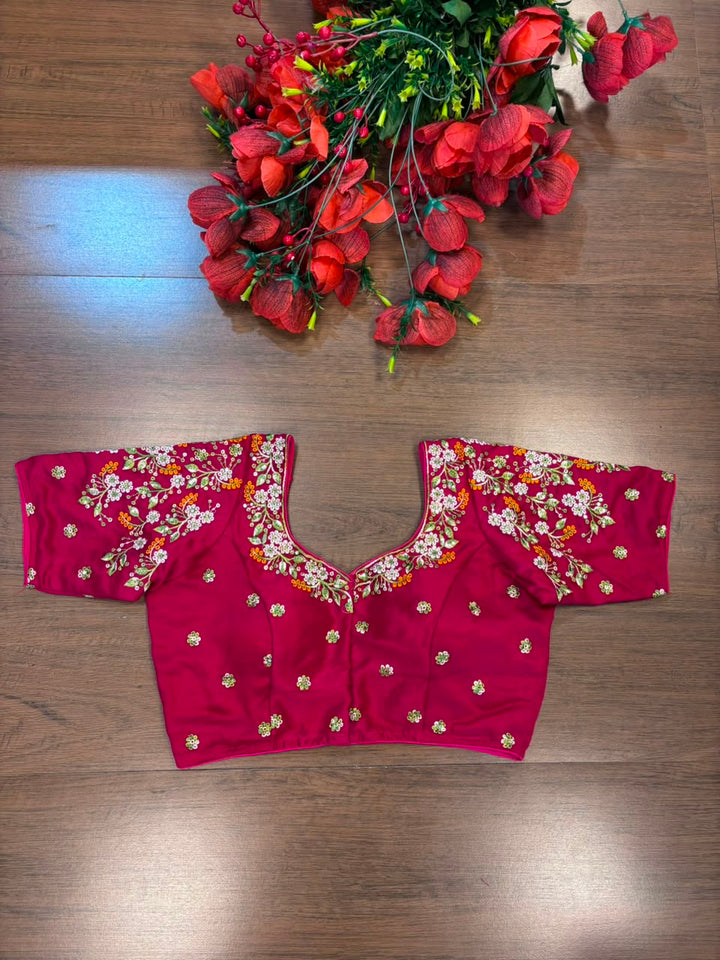 Swarna Saaz Designer Embroidery Vichitra Silk  Blouse