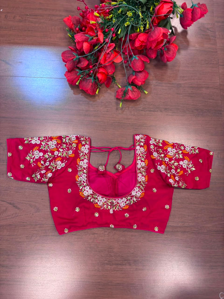 Swarna Saaz Designer Embroidery Vichitra Silk  Blouse