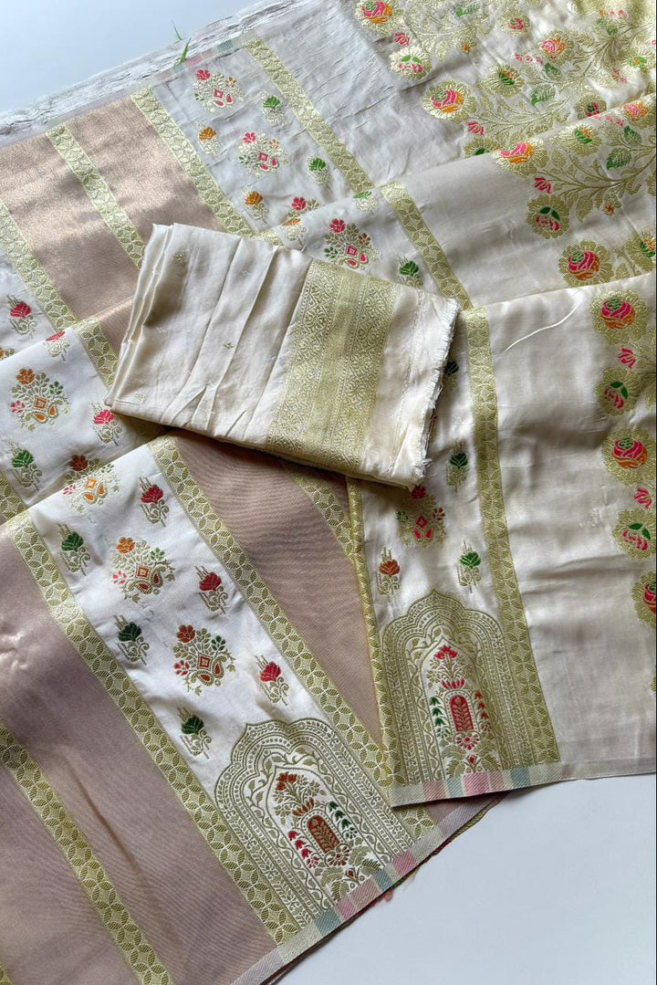 Svarna Mohini - Premium Satin Silk with Tissue Shimmer Saree ( Fancy blended fabric)