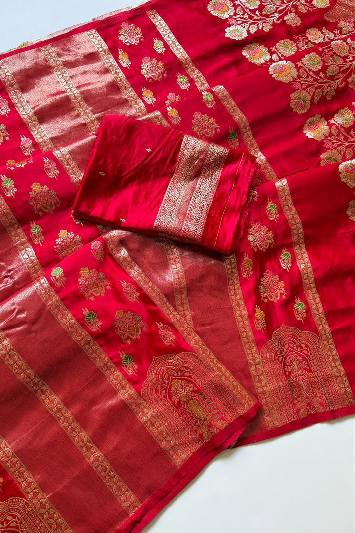 Svarna Mohini - Premium Satin Silk with Tissue Shimmer Saree ( Fancy blended fabric)