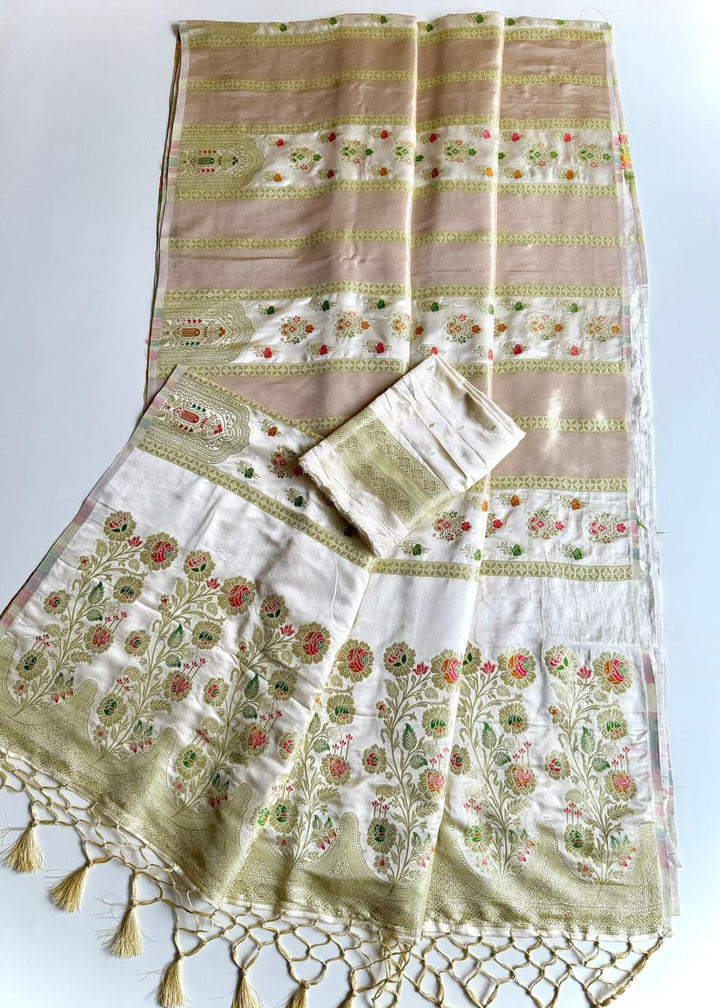 Svarna Mohini - Premium Satin Silk with Tissue Shimmer Saree ( Fancy blended fabric)