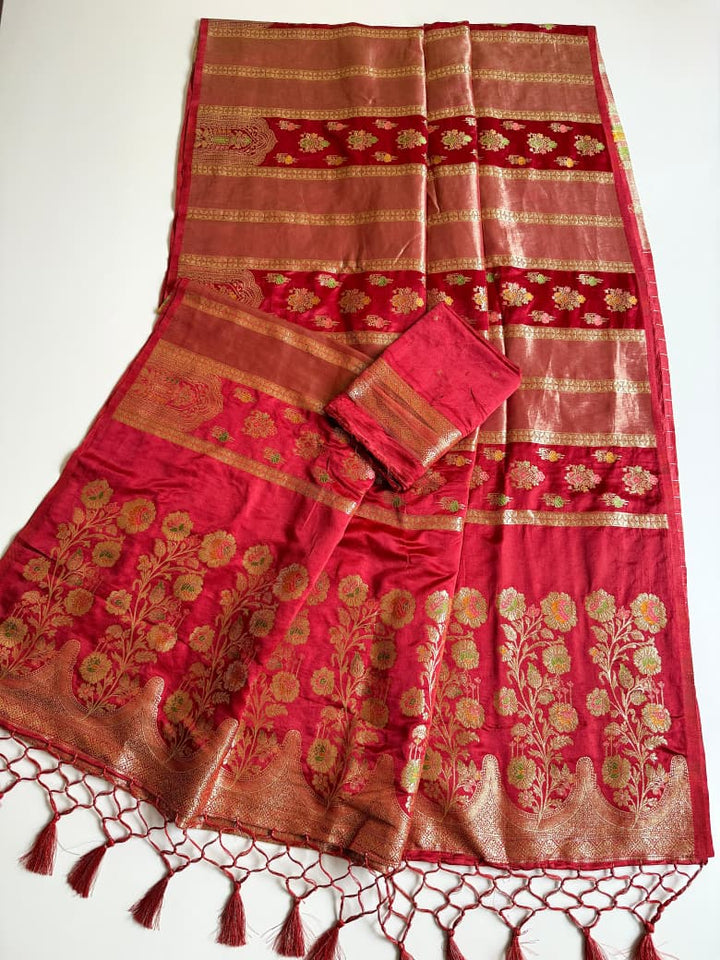 Svarna Mohini - Premium Satin Silk with Tissue Shimmer Saree ( Fancy blended fabric)