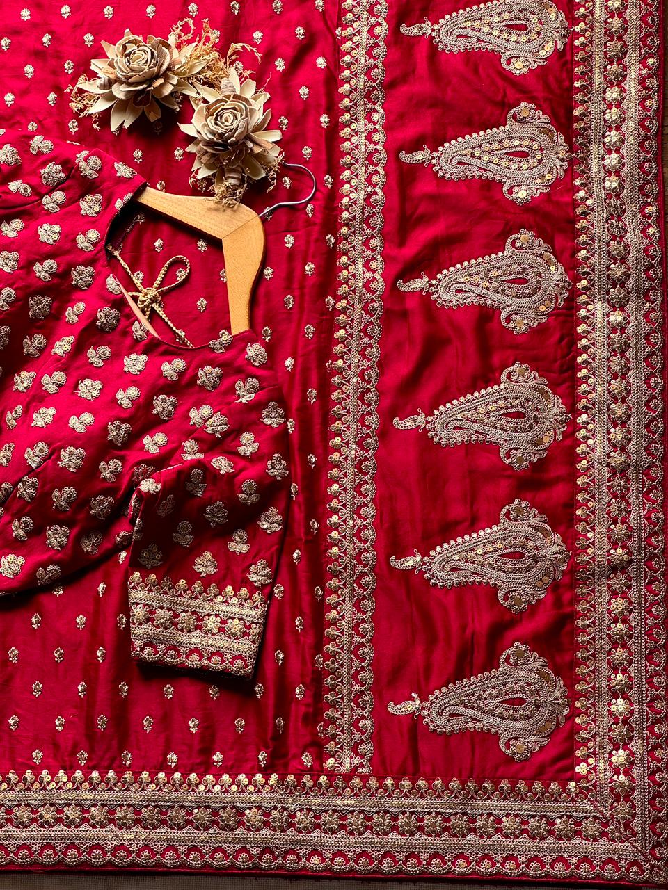 Regalia Rose -  Designer Sequence Premium Silk Saree with Designer (Unstitched) Blouse Piece