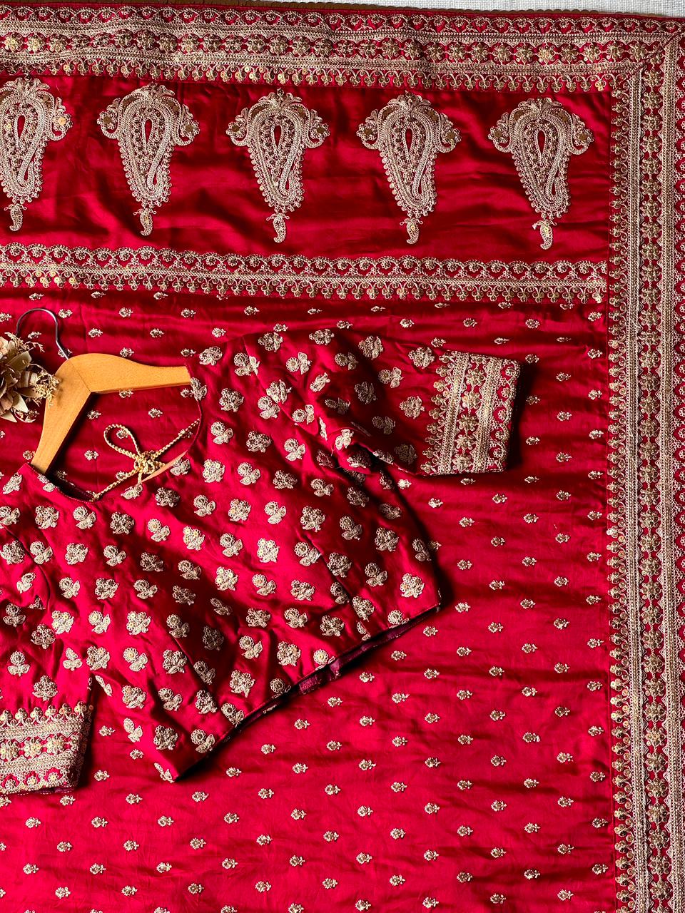 Regalia Rose -  Designer Sequence Premium Silk Saree with Designer (Unstitched) Blouse Piece