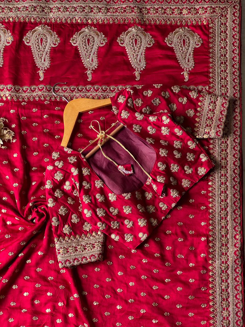 Regalia Rose -  Designer Sequence Premium Silk Saree with Designer (Unstitched) Blouse Piece