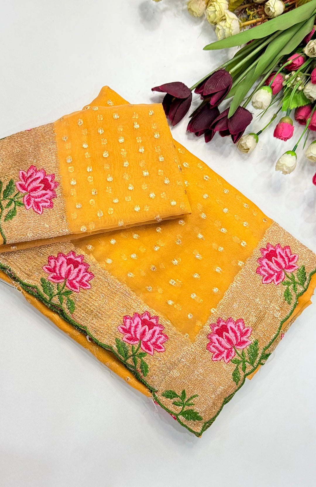 Emerald Noir- Silk (Semi) Saree with Mirror Work