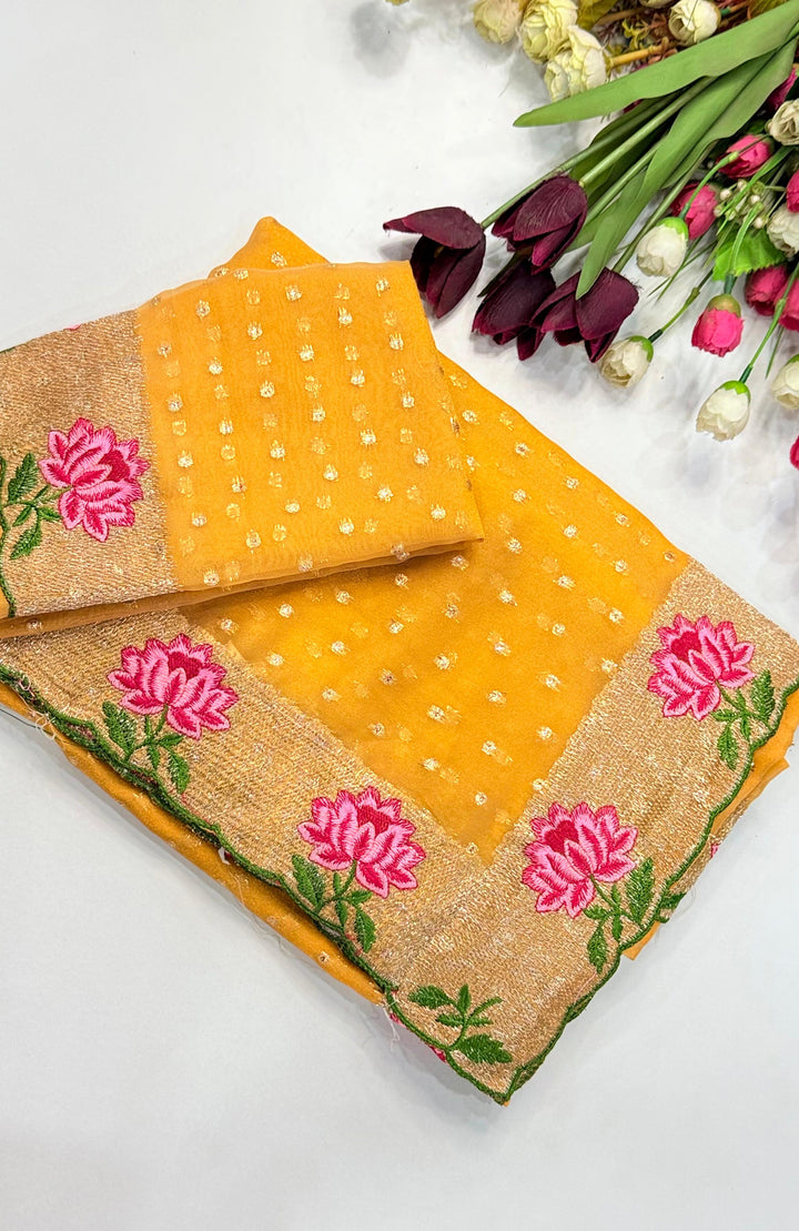 Emerald Noir- Silk (Semi) Saree with Mirror Work