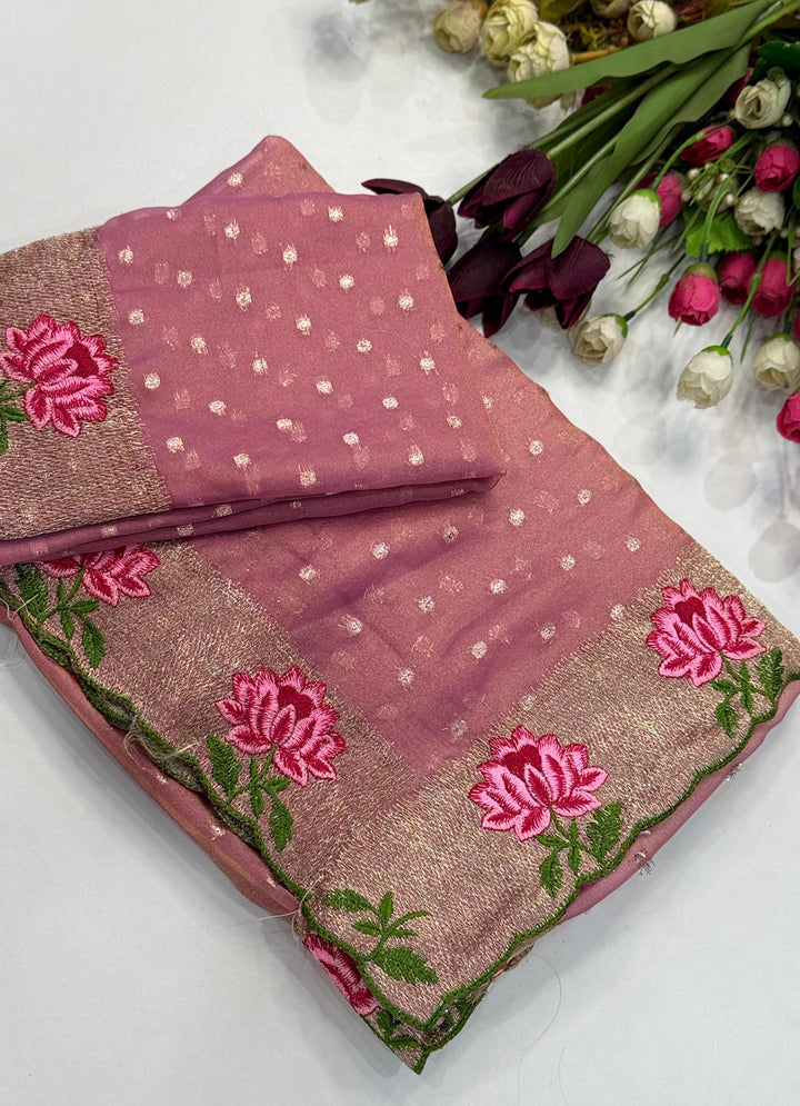 Emerald Noir- Silk (Semi) Saree with Mirror Work