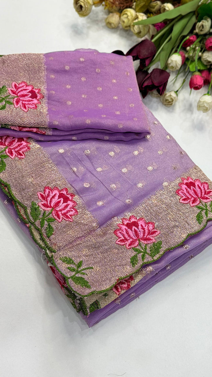 Emerald Noir- Silk (Semi) Saree with Mirror Work